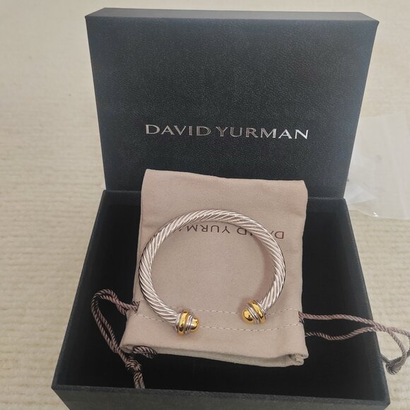 David Yurman Sterling Silver & 18K Gold Cable Bracelet – Classic Luxury - Picture 1 of 6